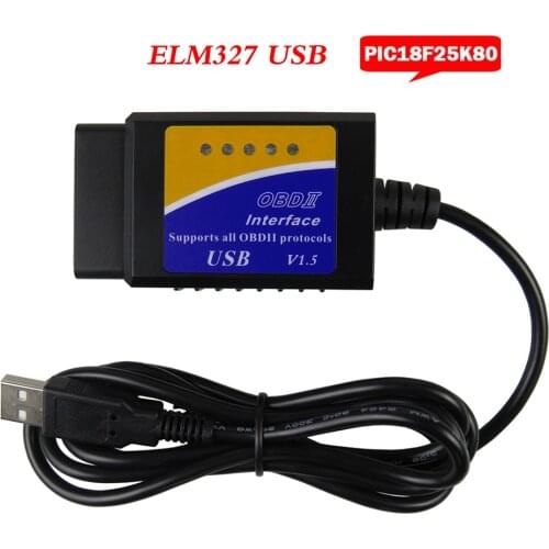 Elm327 USB OBD2 Car Diagnostic Interface tool V1.5 ELM 327 V 1.5 OBD 2 ELM-327 Code scan PIC18F25K80 Chip Diagnostic Scanner