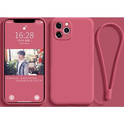 Camera Protection Case with Strap For iPhone 11 Pro Max XS X XR 7 Plus 8 SE 2 2020 Matte Silicone Cover Luxury Phone Accessories