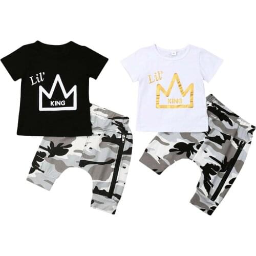 Citgeett Summer Toddler Kids Baby Boys Tops T-shirt Camo Pants 2Pcs Outfits Set Gentle Clothes 0-5T