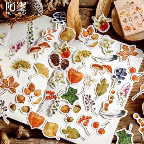 46Pcs/pack Falling Leaves Mini Stickers Decoration DIY Diary Scrapbooking Label Child Toy Stickers Gift Stationery Supplies