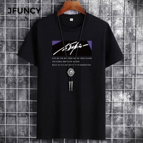 JFUNCY 2021 Summer Cotton Men Oversized T-Shirt Creative Print Short Sleeve Loose Big Size T-Shirt Men Casual Cotton Tops