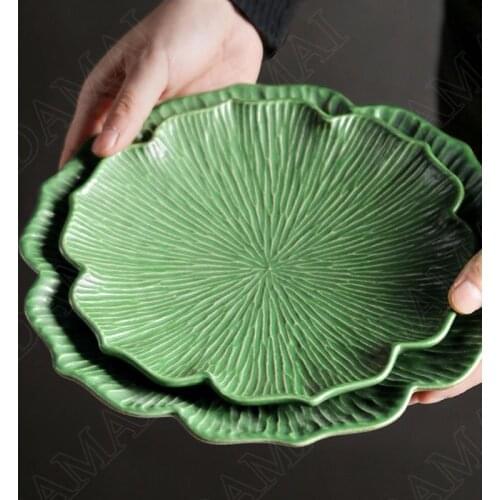 Lace Ceramics Plate Western Pasta Plates Dining Table Fruit Salad Dish Afternoon Tea Restaurant Serving Tray Kitchen Utensils