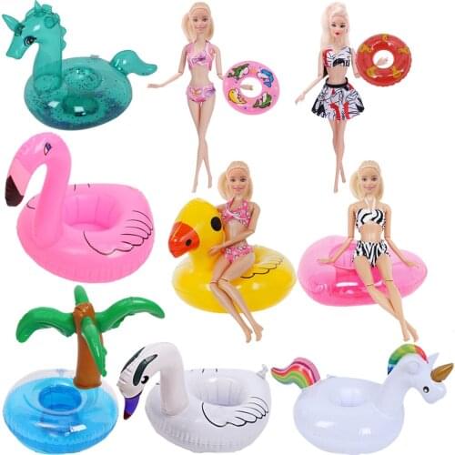 Doll Barbies Swimming Ring Cute Cartoon Inflatable Lifebuoy For Barbies Doll Mixed Style Accessories Girl`s Toy Our Generation
