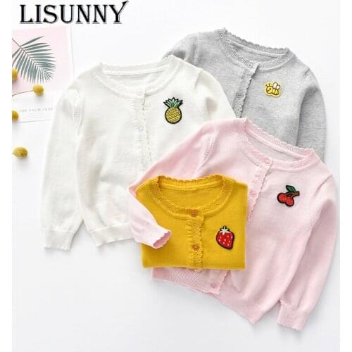 LISUNNY Girls Cardigan Knit Coat 2021 Cartoon Fruits Toddler Clothes Spring Summer Infants Children Sweater Lolita Style 0-5y