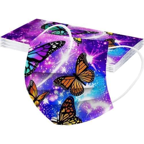 10/50pc Adult Butterfly Mask Disposable High Quality Mask 3ply Earhook Navidad Mascarillas Masque Jetables Halloween Cosplay