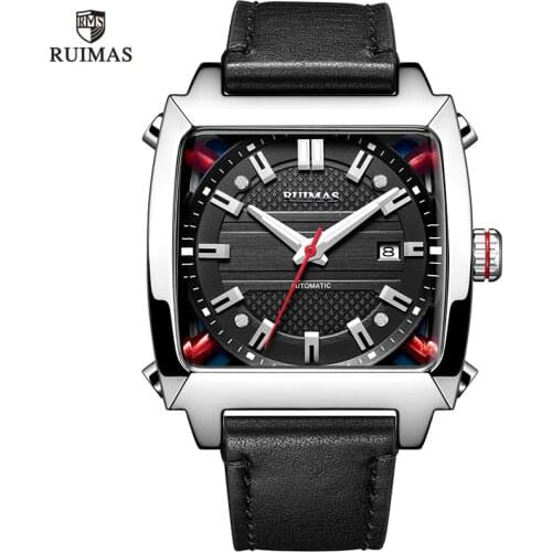 Mechanical Watch Men Wrist Automatic Retro Business Watches Men Waterproof Black Leather Watch Clock Montre Homme Wristwatch