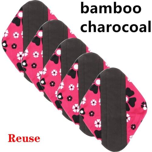 Organic Bamboo Menstrual Pads Women Washable Reusable Sanitary Napkin Cotton Cloth Pads Feminine Hygiene Panty Liner Towel Pads