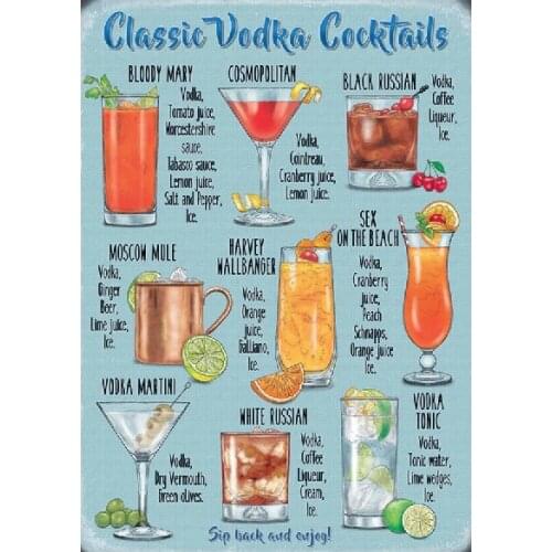 Señal de Metal para cócteles, cócteles, cócteles de Vodka, placa para Pub, Bar, Vintage, cueva, cobertizo, jardín