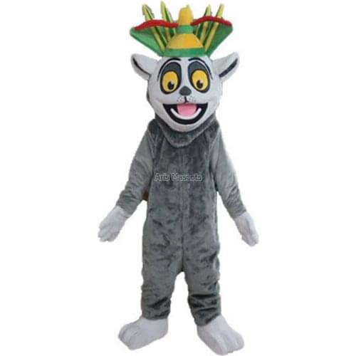 Lovely Adult Size King Julian Mascot Costume for kids Party Plush Fur Suit Carnival Costumes Halloween Fancy Dress
