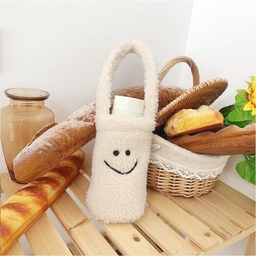 Cute Water Cup Portable Girls Student Bucket Shoulder Bag Soft Plush Womens Crossbody Bags Simple Ladies Small Bottle Handbags