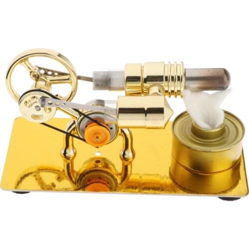 Golden Stirling Engine Steam Power Physics Model Generator Education Toy