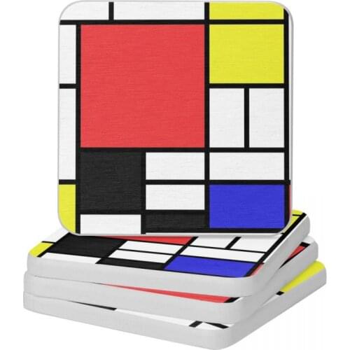 Mondrian Diatomite Square Round Coaster Resistant Water Cup Bonsai Mat Soap Toothbrush Pad 10x10cm