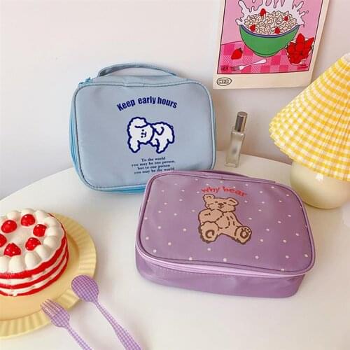 Cartoon Cosmetic Bag Makeup Bag Adorable Bear Portable Toiletry Bag Makeup Handbag Toiletries Organizer Travel Make Up Cases
