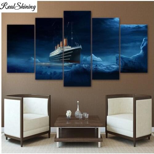 5 Panel Titanic Iceberg Movie diamond painting 5d diy diamond mosaic full square round drill diamond embroidery F204