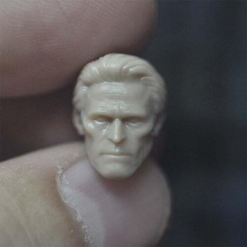 Unpainted 1/18 Willem Dafoe Head Sculpt PVC Male Soldier Head Carving Fit 3.75'' JOYTOY ORI TOY Action Figure Body