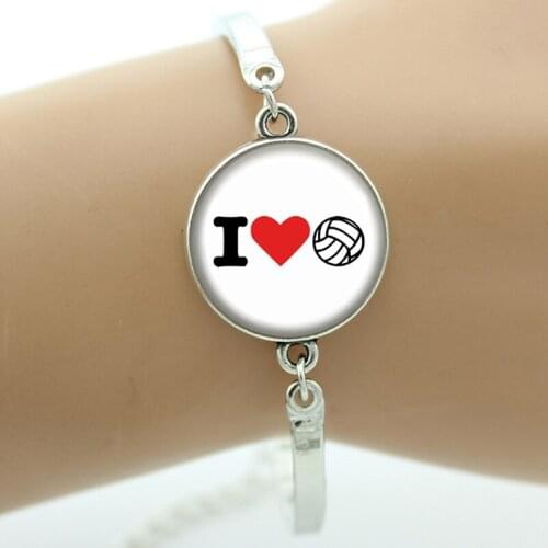 New vintage fashion color Love Volleyball glass art men women bracelet summer sports beach volleyball player jewelry SP186