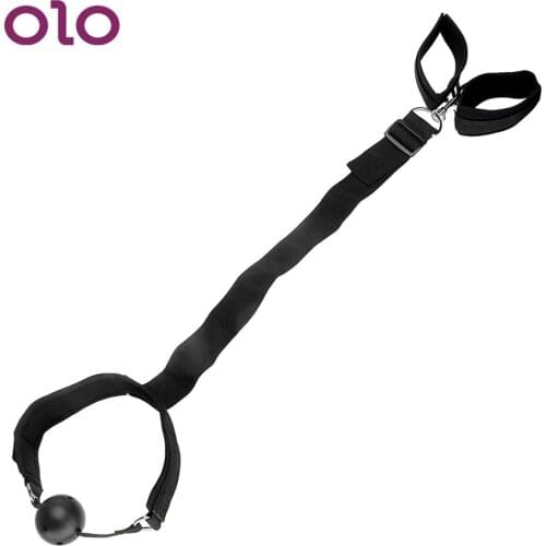 OLO Oral Fixation Mouth Gag Ball Mouth Stuffed Restraints SM Bondage With Hand Cuffs Flirting Sex Toys for Couples Slave