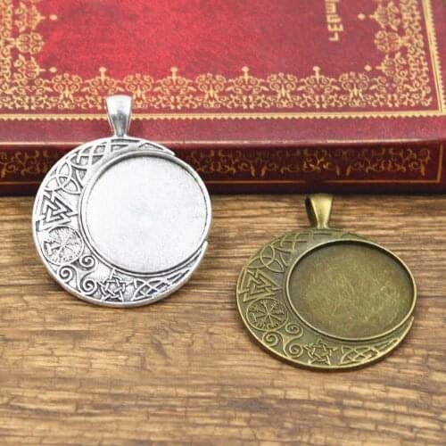 3pcs Cabochon Base Fit Setting 25mm Inner Size Antique Bronze Silver Color Maya Symbol Round Style DIY Jewelry Making Findings