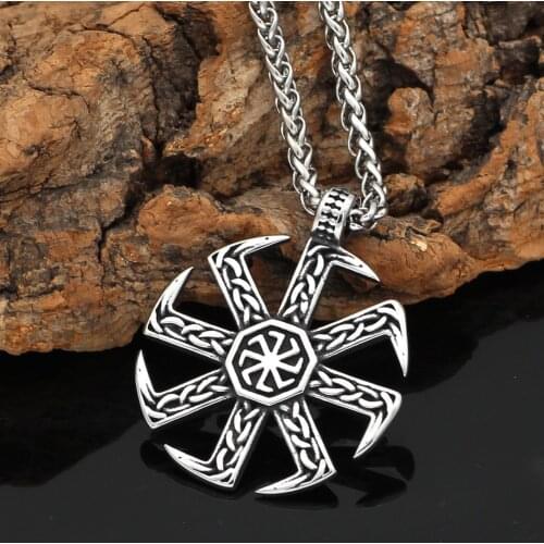 Kolovrat knot amulet slavs Stainless steel pendant necklace
