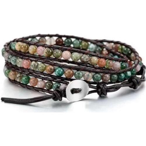 Hand-woven 3 loops leather cord bracelet Adjustable leather cord bracelet 11 colors available Factory direct sales