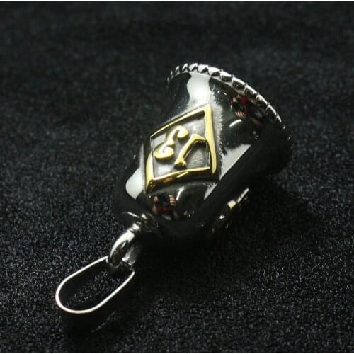 Unisex 316L Stainless Steel Biker Gold-Silver Color 13 Skull Bell Pendant