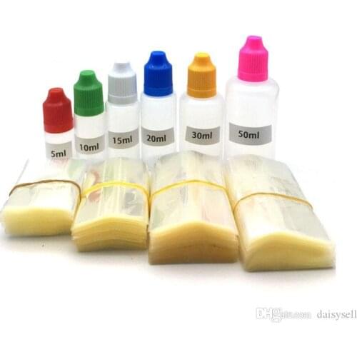 Clear Shrink Bands PVC Heat Shrink Tube Wrap Film for 5ml 10ml 15ml 20ml 30ml 50ml Plastic Bottle E Liquid Bottle