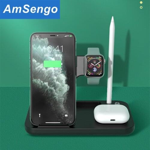 Fast 15W 4 in 1 Folding Wireless Fast Charging Charger Phone Stand For iPhone Apple Pen/Watch Huawei Xiaomi Wireless Chargers