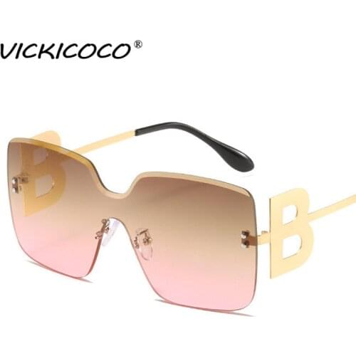Oversized Rimless Square Sunglasses Men Women Luxury Brand Designer Vintage Sun Glasses Gradient Frame UV400 Fashion Men Eyewear