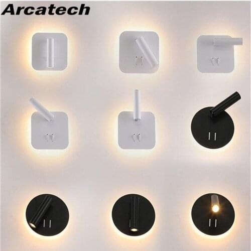 Bedroom Beside Wall Lamp LED Wall Light With Switch Reading Light Adjustable Lighting Angle Aluminum+ Acrylic AC90-260V NR-235