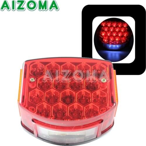 Red Motorbike 12v LED Brake Stop Lights Rear Taillight w/ License Plate Lamp For Minsk 125cc & Carpathians 50cc