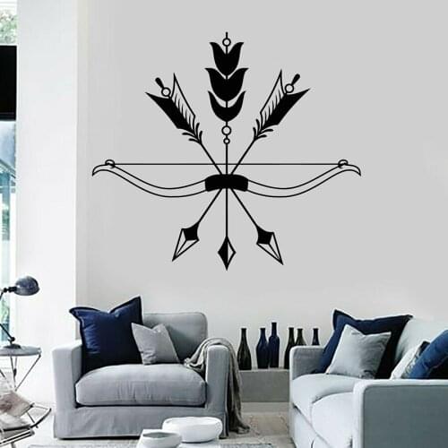 Arrows Bow Wall Decal Bird Feather Ethnic Style Bedroom Living Room Office Home Decor Hunting Vinyl Wall Sticker Art Mural S1055