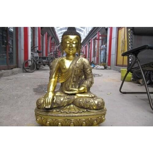 Tibet Folk Buddhism Bronze Copper Gild RuLai Sakyamuni Tathagata Buddha Statue