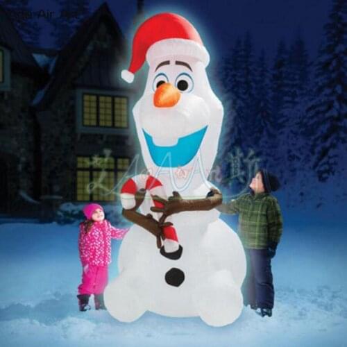 Hot Sale 8ft Tall Inflatable Lighting Christmas Snowman Decorations With Red Hat for Holiday Party Made By Ace Air Art