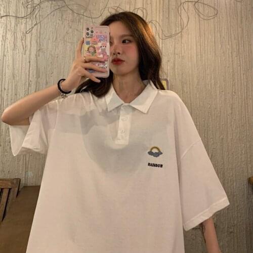 Womens T-shirts Tops Japanese Kawaii Ladies Ulzzang Casual Loose Ins Retro Lazy Tshirt Female Korean Harajuku Clothes For Women