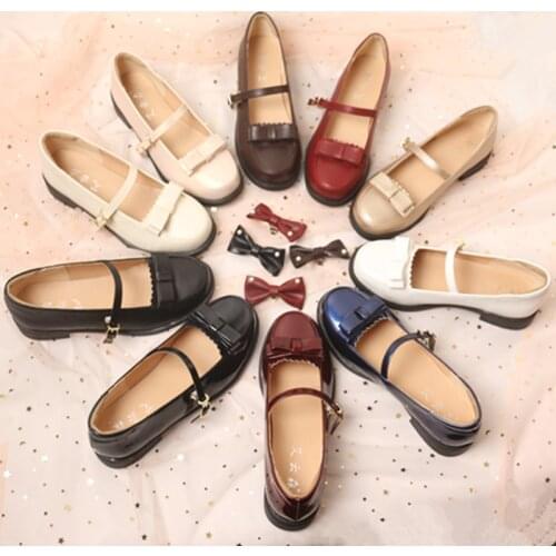 Women Genuine Leather Sandals Girls' Leather Shoes Cute Sister Bow Pumps Buckle Mary Jane Shoes