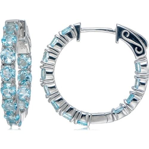Sky Blue Topaz Rhodium Over Sterling Silver Earrings crystals hoop earrings for women korean jewelry big hoop earrings unique