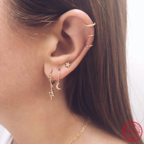 ZEMO 100% 925 Sterling Silver Cross Hoop Earrings Womens Animal Round Earrings Girls' Circle Hang Earring Ear Piercing Jewelry