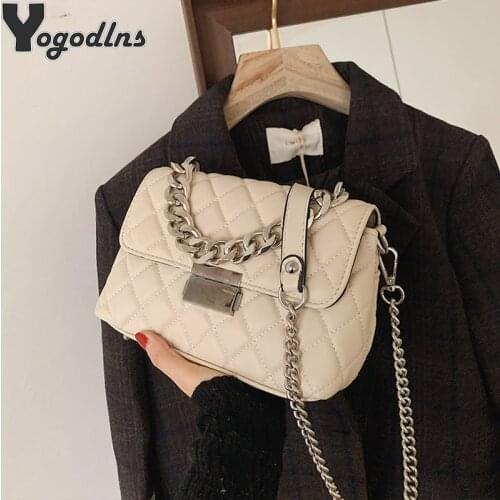 Embroidery Thread Small PU Leather Crossbody Bags for Women Fashion Chain Female Shoulder Bag Luxury Branded Messenger Handbags