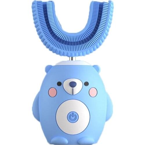 Kids Toothbrush Silicon Automatic Electric Toothbrush 360 Degree U-shaped Little Bear Cartoon Pattern For Children