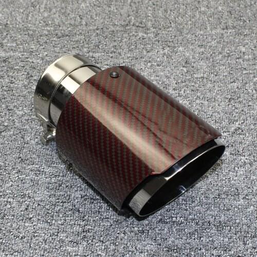 1 car Accessories 304 stainless steel Exhaust pipe carbon fiber tail throat straight side red gloss muffler tail pipe