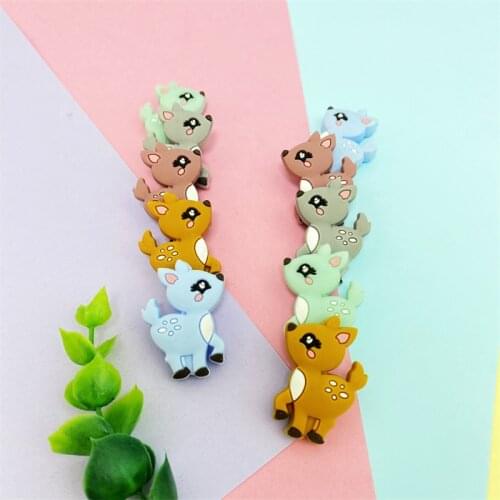 10pcs Silicone Fawn Beads BPA Free Food Grade Chewable DIY Necklace Baby Teeth Bead Care Gift