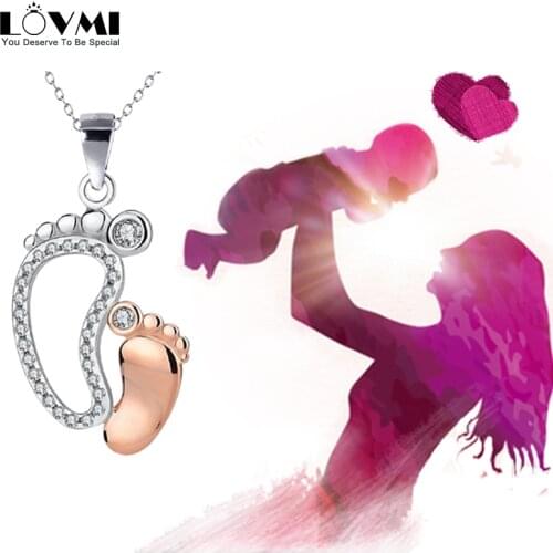 2021 Necklace Pendant Women Sliver 925 Jewelry Korean Style Cute Trendy Accessories Foot Shape With Crystals Neck Chain For Gift