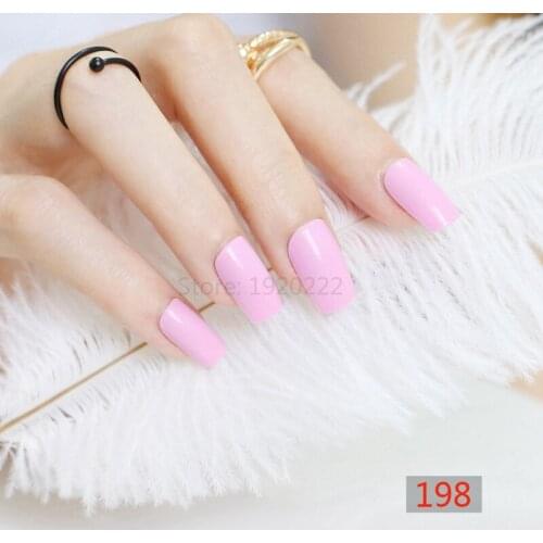 24pcs New hot sell fashion Long section Square head candy false nails decoration PINK M 198