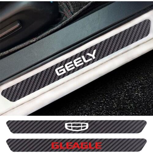 4PCS Car Door Sill Anti kick Stickers Carbon Fiber Auto Door Sticker For Geely Coolray GS FC GC6 Icon MK Lynk Uliou Atlas