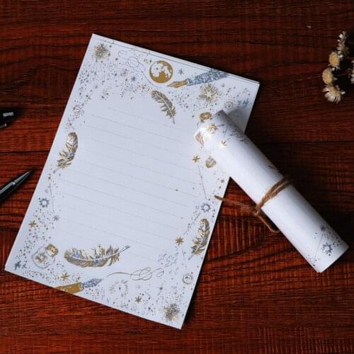 40 Sheets High-end Vintage Bronzing Feather Blessing Letter Paper Pad and Letterhead Stationery Writing Office School Supplies