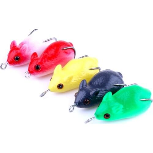 5pcs/Lot Hollow Mouse Fishing Lures Topwater 5cm 8.5g Soft Frogs Plastic Swimbaits with Hook For Saltwater Freshwater