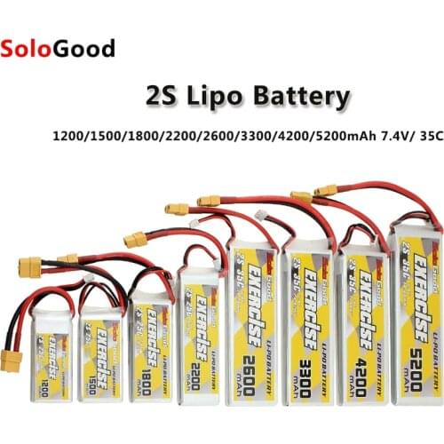 Lipo 2S Battery 7.4V 1200mAh 1500mAh 1800mAh 2200mAh 25C 2600mAh 3000mAh 4200mAh 5200mAh 35C Lipo Battery with XT60 Plug