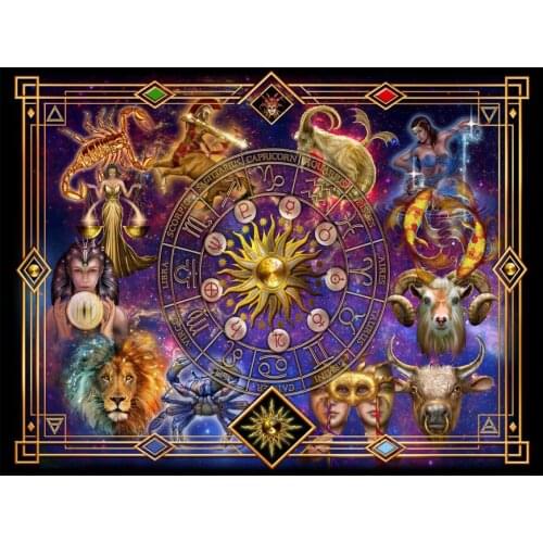 5d diy full diamond embroidery 12 zodiac icons diamond painting sale rhinestone square/round drill mosaic wall decor