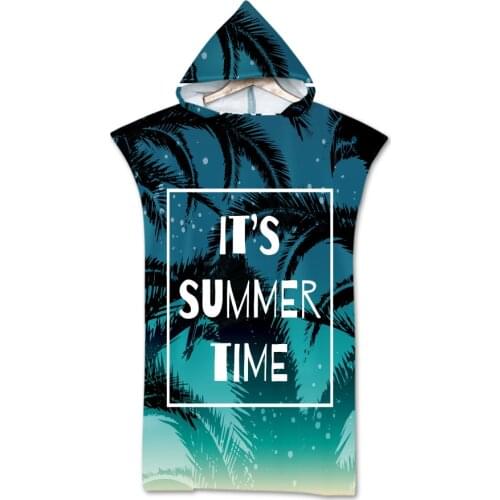 Summer Leaves Bath Beach Towel with Hood Microfiber Hooded Robe Towel for Swimming Beach Women Bathrobe 75*110cm
