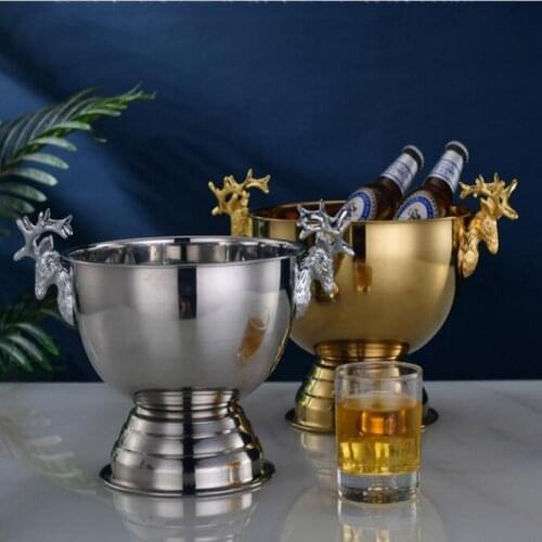 2021 stainless steel Deer Head ear GOLD & SILVER CHAMPAGNE ICE BUCKET CHAMPAGNE ICE BOWL